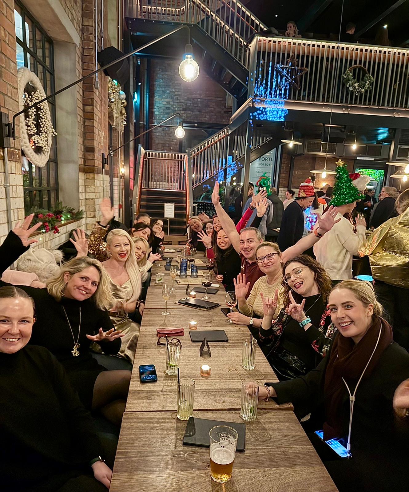 Artemis members at a candlelit dinner